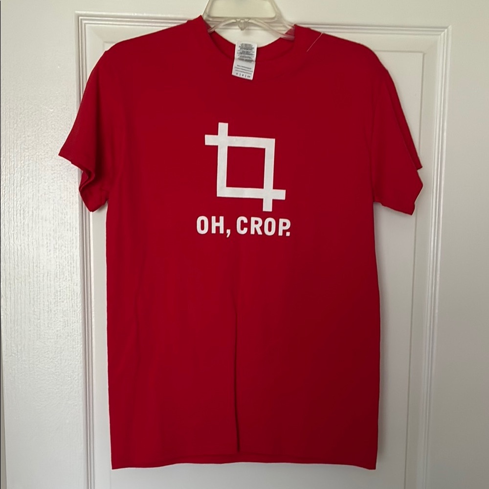 Red Graphic T-Shirt with 'Oh, Crop' Design